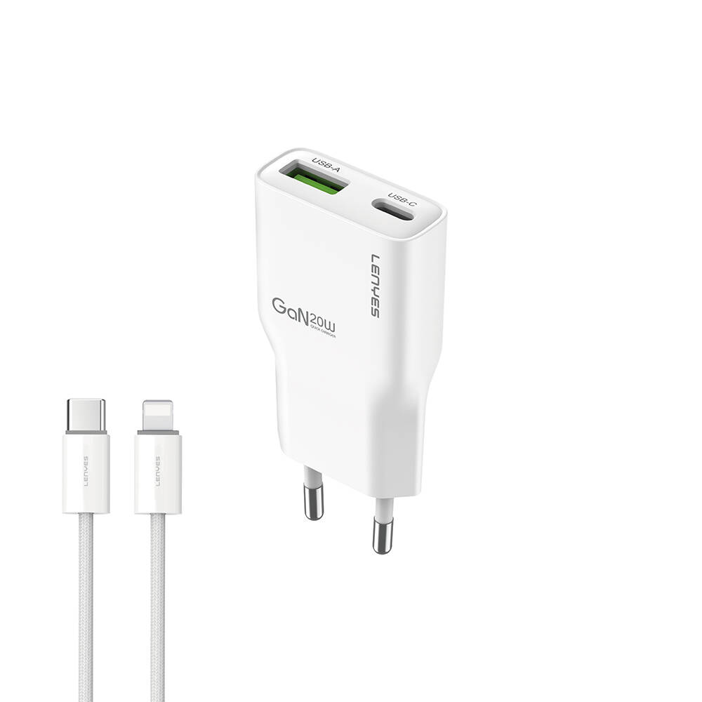 Lenyes LCH11 Serisi Type-C to Lightning GaN Teknolojili PD Hızlı Şarj Özellikli Kablolu Şarj Seti 20W - 1