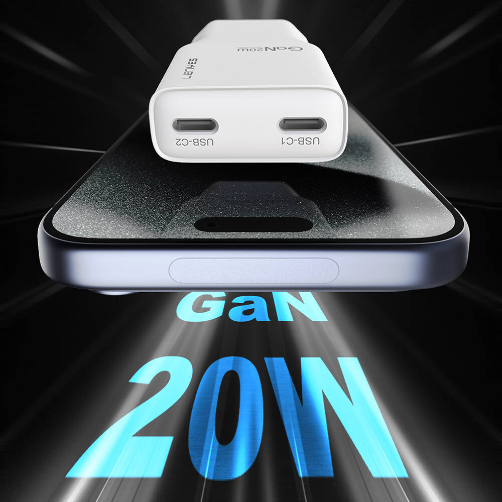 Lenyes LCH15 Dual Type-C PD GaN Teknolojili Hızlı Şarj Başlığı 20W - 3
