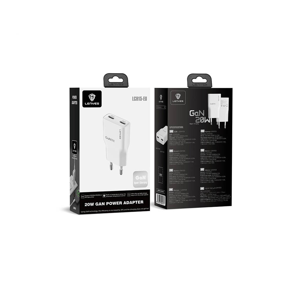 Lenyes LCH15 Dual Type-C PD GaN Teknolojili Hızlı Şarj Başlığı 20W - 8