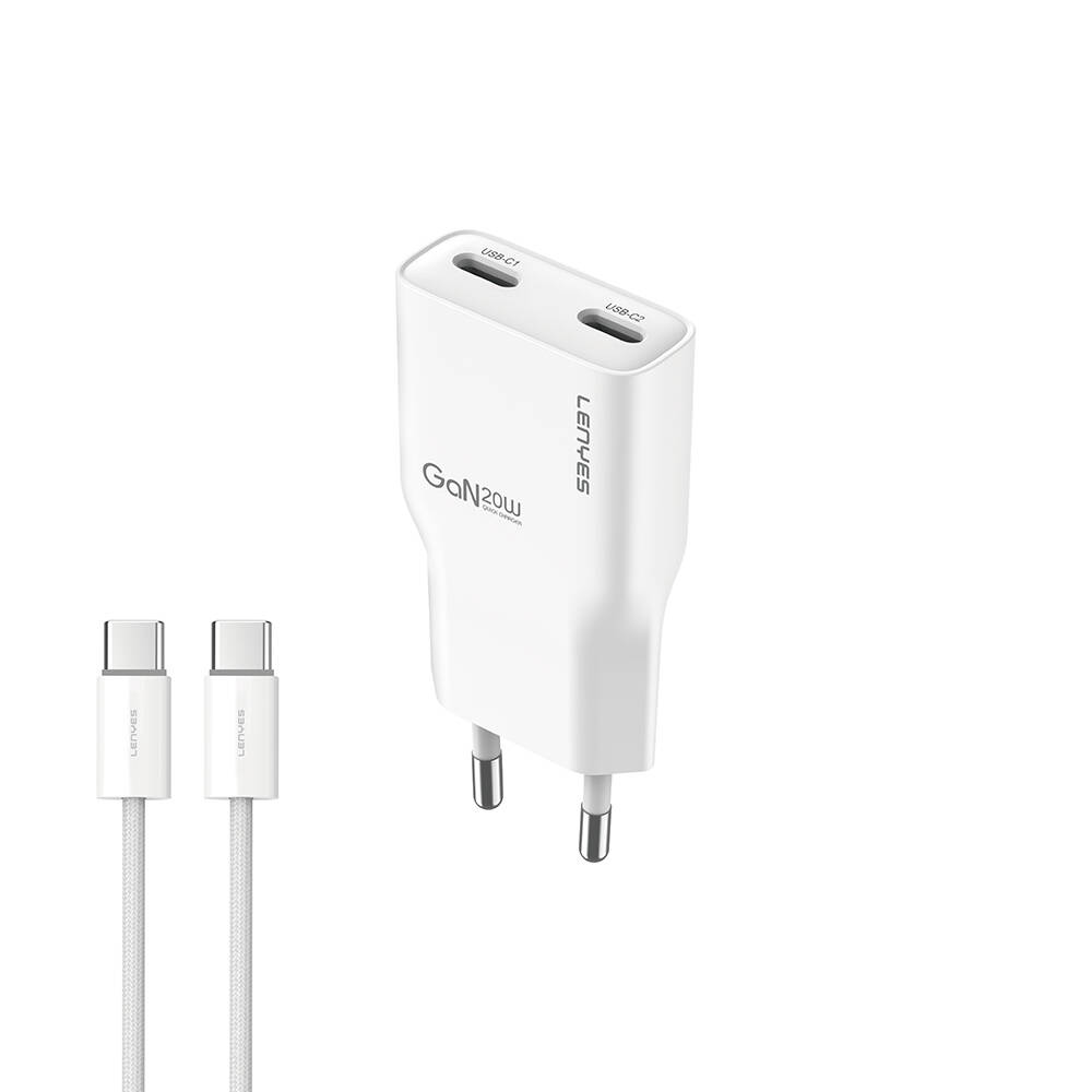 Lenyes LCH15-EU TC-TC Type-C to Type-C GaN Teknolojili PD Hızlı Şarj Özellikli Şarj Seti 20W - 1