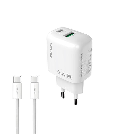 Lenyes LCH91-TC-TC Type-C to Type-C GaN Teknolojili PD ve USB Hızlı Şarj Özellikli Şarj Seti 20W - 2