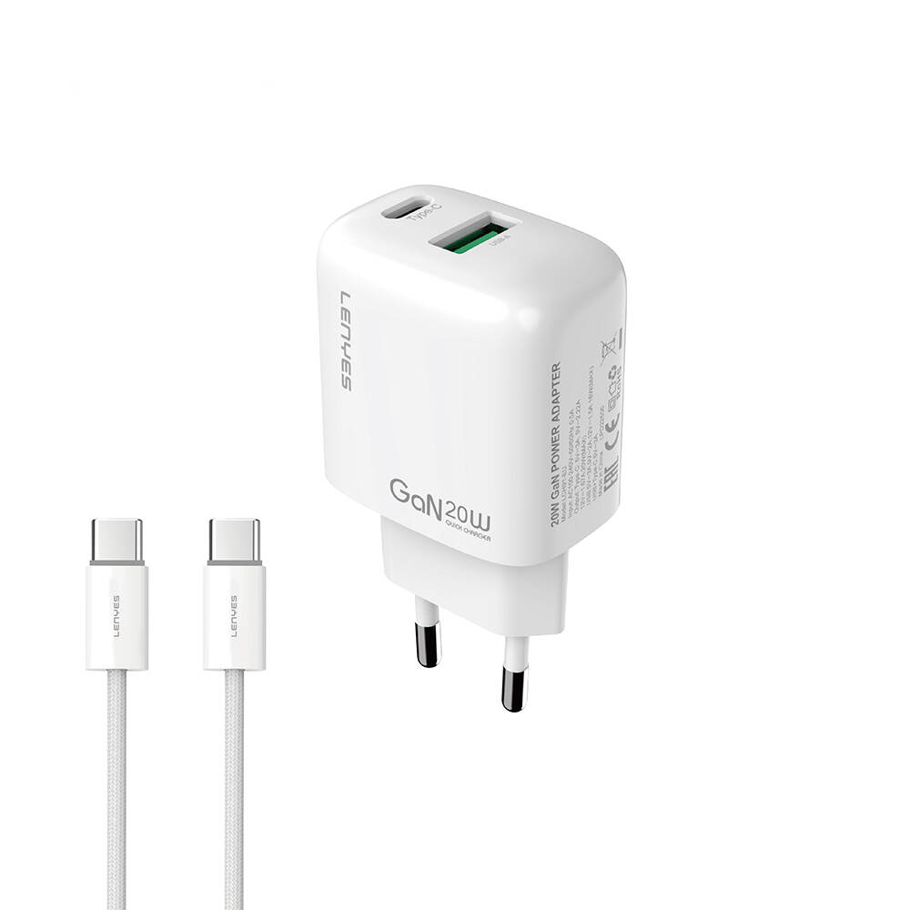 Lenyes LCH91-TC-TC Type-C to Type-C GaN Teknolojili PD ve USB Hızlı Şarj Özellikli Şarj Seti 20W - 2