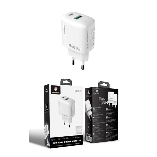 Lenyes LCH91 Type-C ve USB GaN Teknolojili PD Hızlı Şarj Özellikli Şarj Başlığı 20W - 8