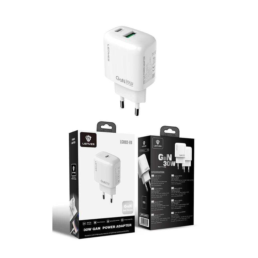 Lenyes LCH92 Type-C GaN Teknolojili PD Hızlı Şarj Özellikli Şarj Başlığı 30W - 8