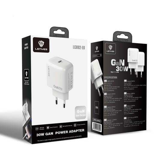 Lenyes LCH92 Type-C GaN Teknolojili PD Hızlı Şarj Özellikli Şarj Başlığı 30W - 9