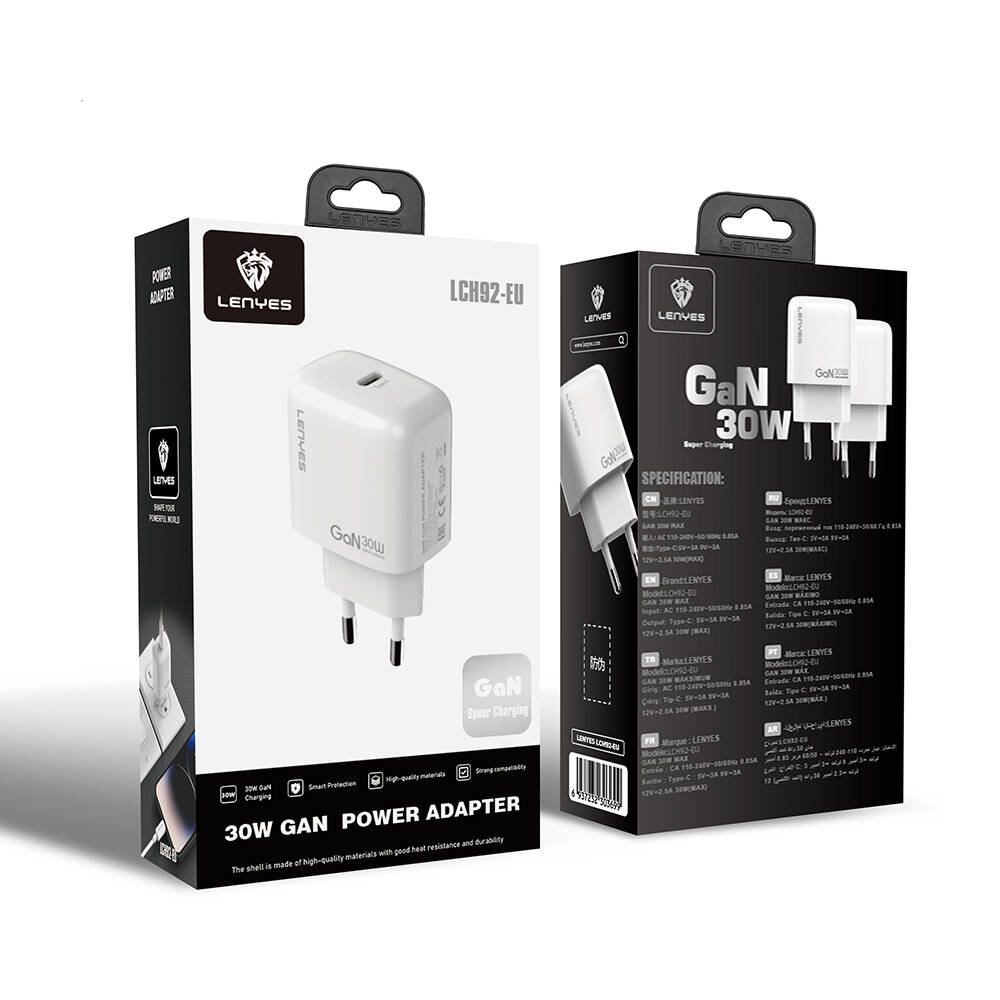 Lenyes LCH92 Type-C GaN Teknolojili PD Hızlı Şarj Özellikli Şarj Başlığı 30W - 9