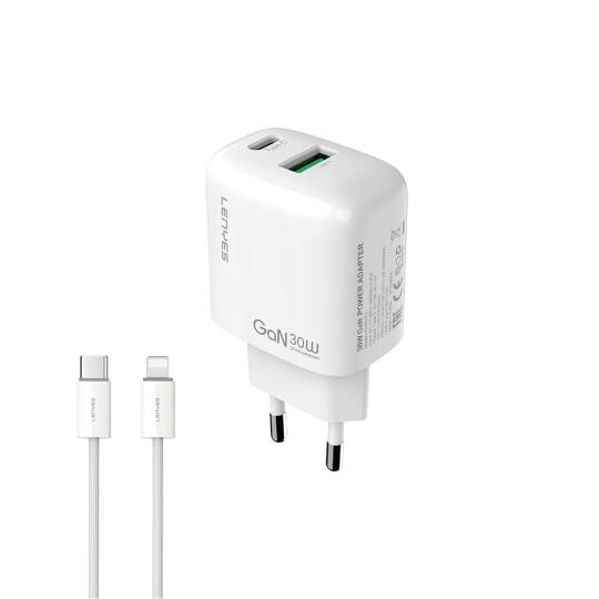 Lenyes LCH93-TC-L Type-C to Lightning GaN Teknolojili PD ve USB Hızlı Şarj Özellikli Şarj Seti 30W - 2