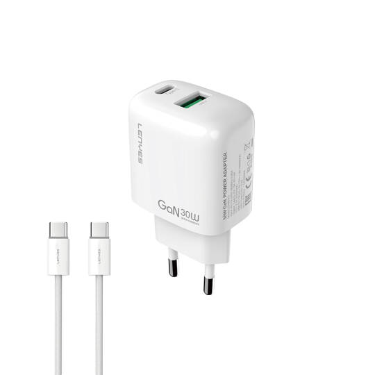 Lenyes LCH93-TC-TC Type-C to Type-C GaN Teknolojili PD ve USB Hızlı Şarj Özellikli Şarj Seti 30W - 2
