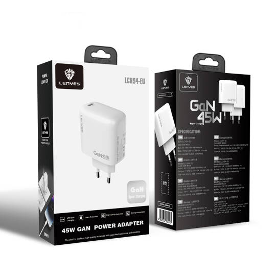 Lenyes LCH94 Type-C GaN Teknolojili PD Hızlı Şarj Özellikli Şarj Başlığı 45W - 9