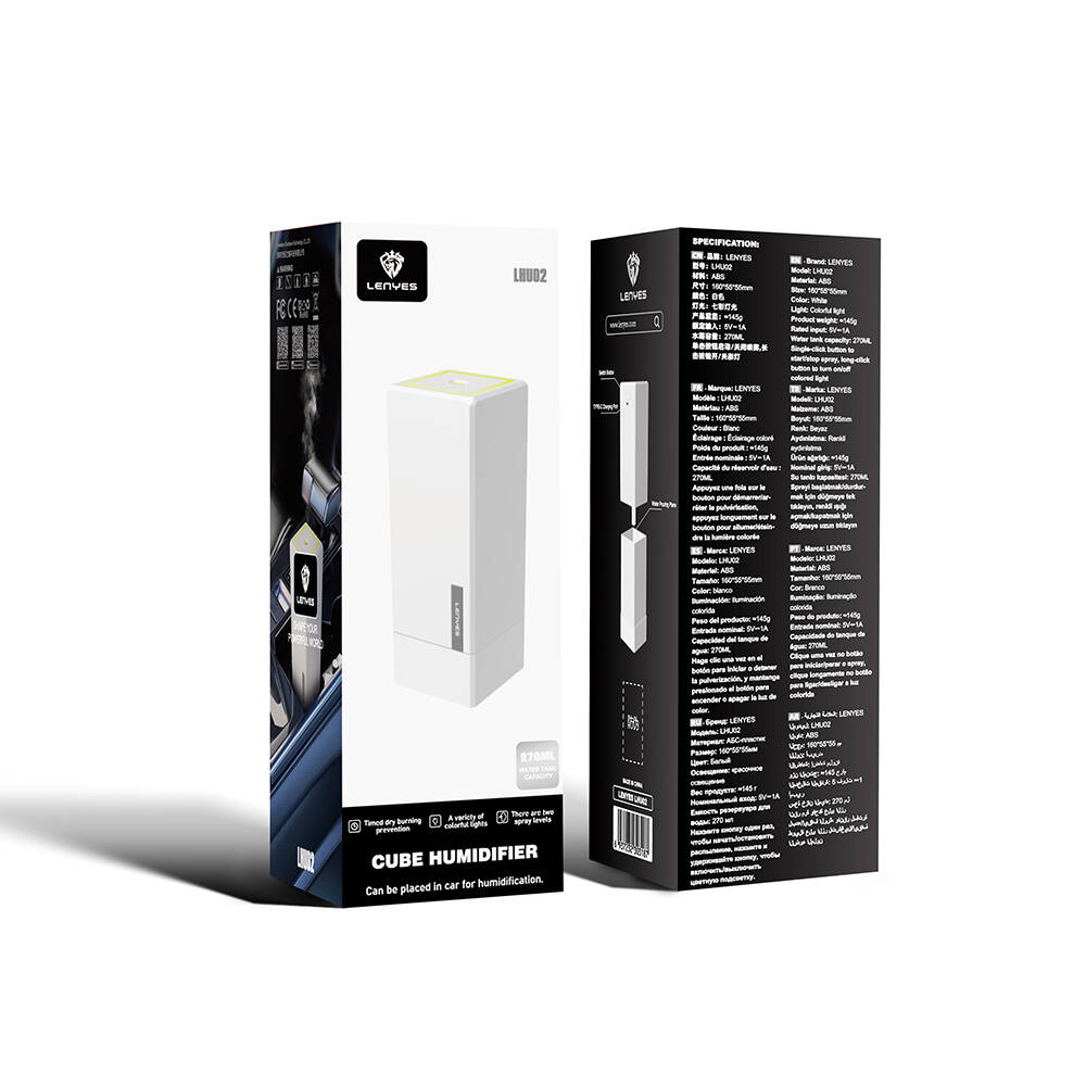 Lenyes LHU02 Küp Tipi RGB Atmosfer Işıklı Nano Sprey Sessiz Hava Nemlendirici - 11