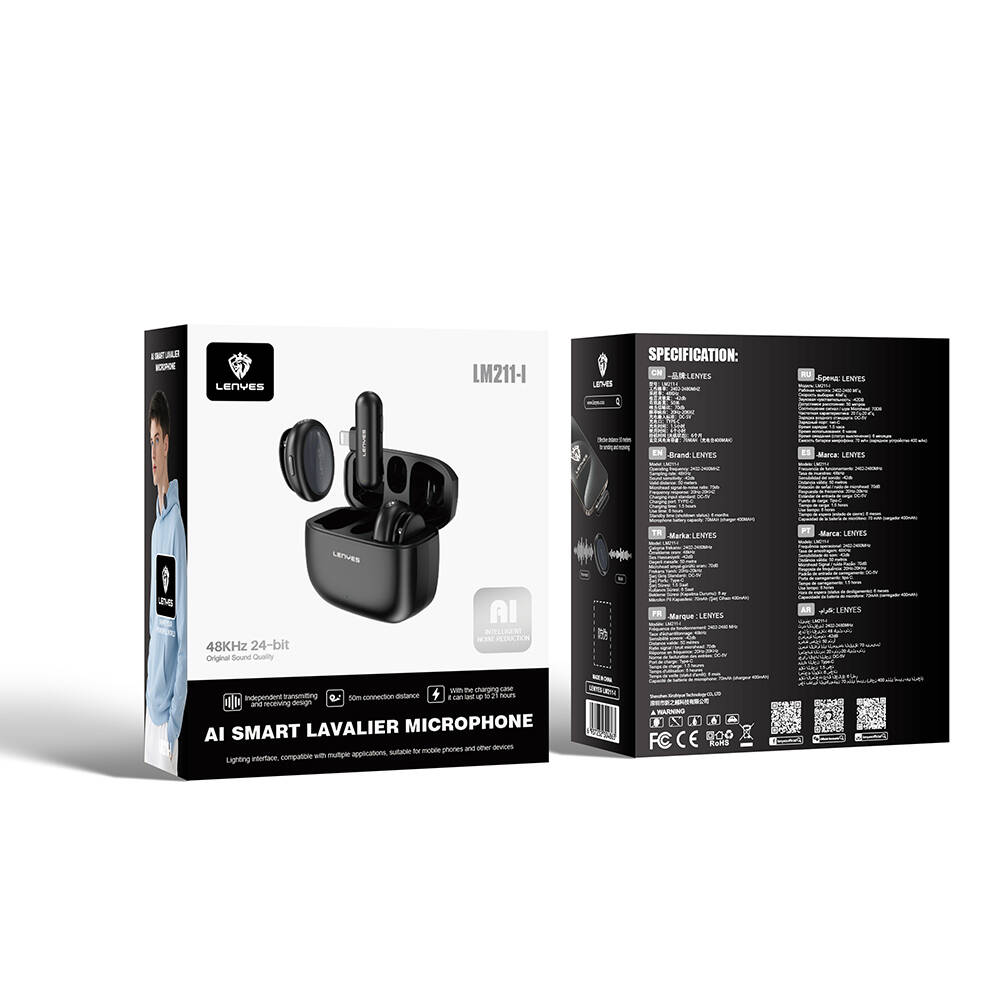 Lenyes LM211-L Yapay Zeka Destekli Lightning Portlu Kablosuz Yaka Mikrofonu - 7