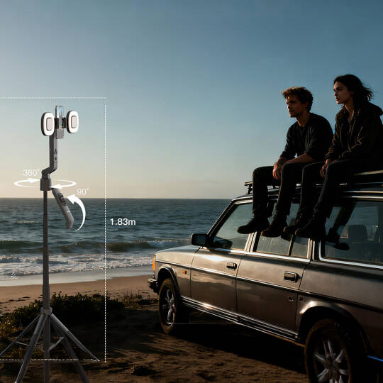 Lenyes LPH119 Yapay Zeka Destekli Dolgu Işıklı Kumandalı 360 Derece Dönebilen Selfie Çubuğu ve Tripod - 5