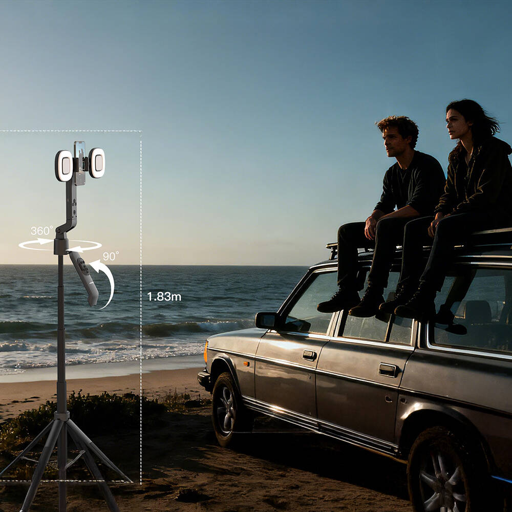 Lenyes LPH119 Yapay Zeka Destekli Dolgu Işıklı Kumandalı 360 Derece Dönebilen Selfie Çubuğu ve Tripod - 5