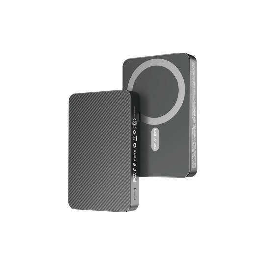 Lenyes P32-1 M-safe Şarj Özellikli Aramid Fiber Powerbank 15W 10000mAh Siyah