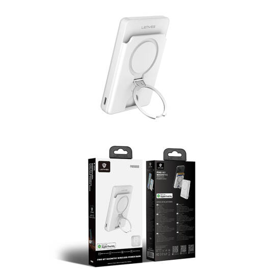 Lenyes PW0006D PD 20W Hızlı Şarj Özellikli Kartlıklı Standlı Wireless Powerbank 15W 5000mAh - 11