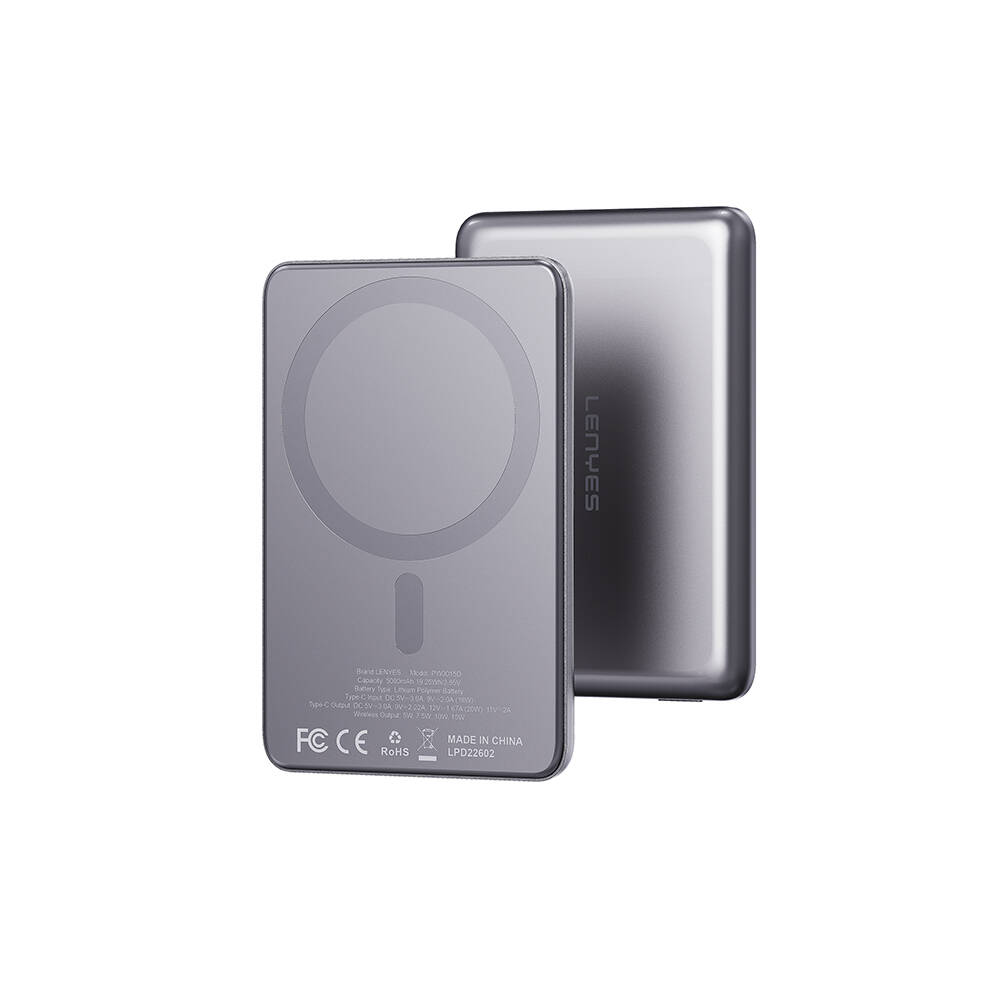 Lenyes PW0015D Ultra İnce LED Göstergeli Wireless Powerbank 15W 5000mAh - 1