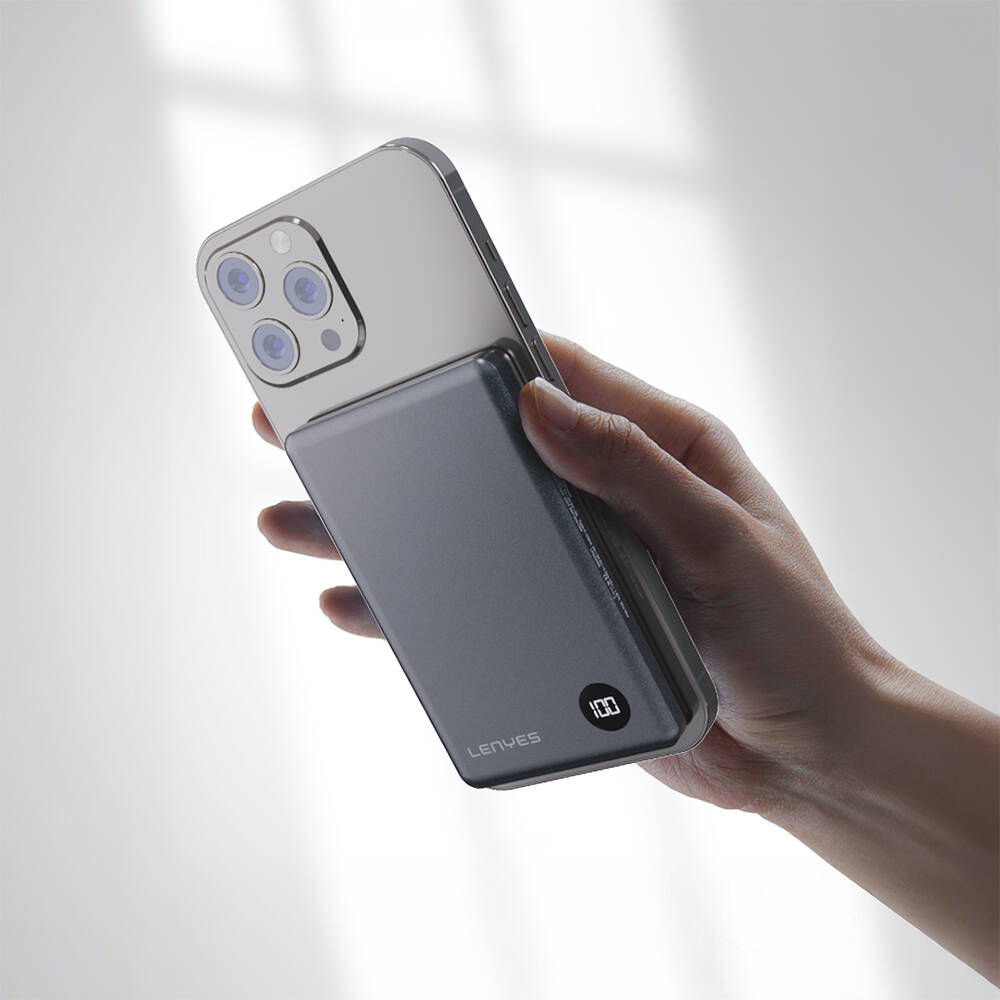 Lenyes PW037D Ultra İnce Dijital LED Ekranlı Wireless Powerbank 5000mAh - 6