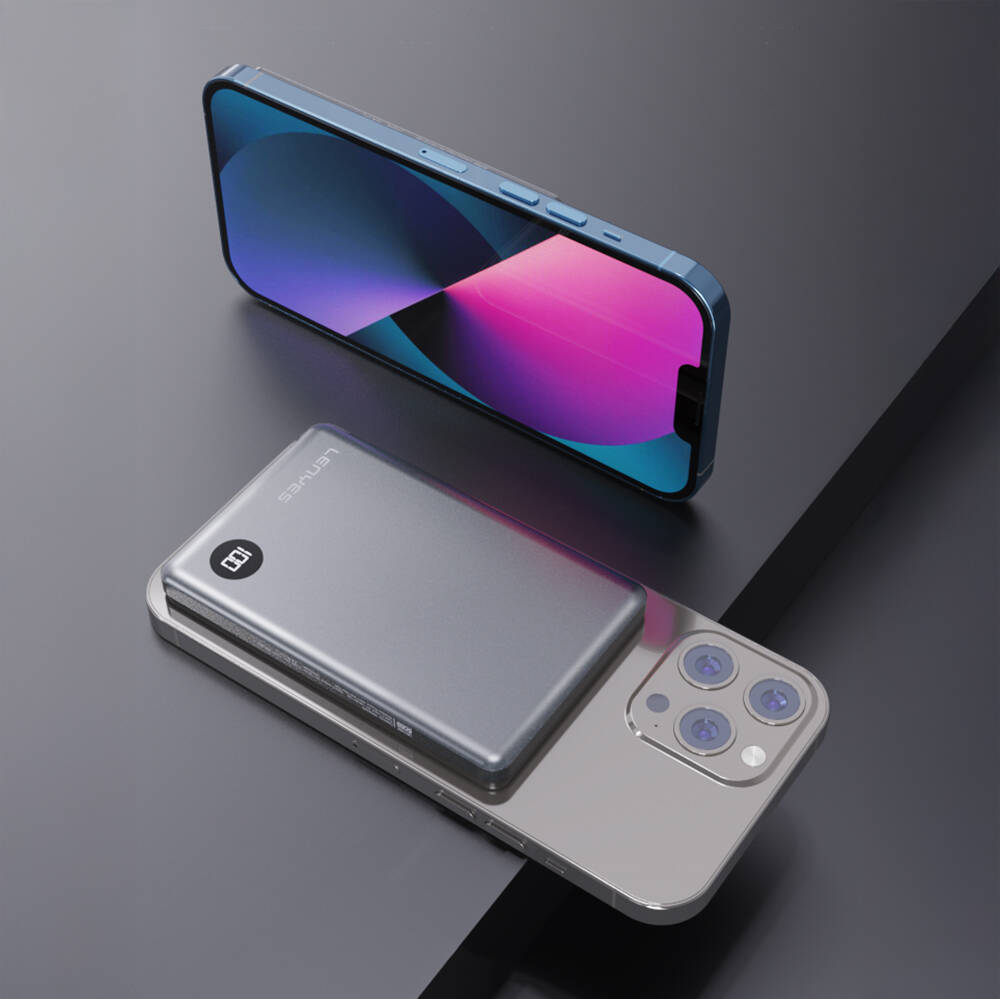 Lenyes PW037D Ultra İnce Dijital LED Ekranlı Wireless Powerbank 5000mAh - 9