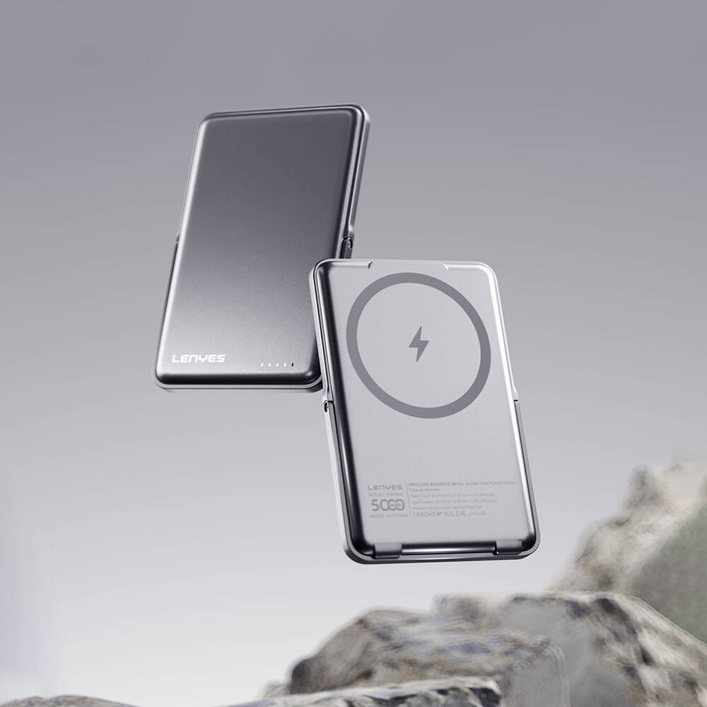 Lenyes PW038D 20W Ultra İnce Standlı Wireless Powerbank 15W 5000mAh - 5