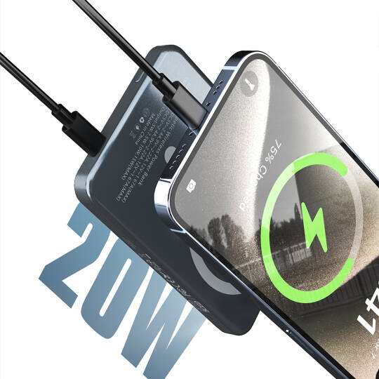 Lenyes PW1007D 20W Dijital LED Ekranlı Yüzük Standlı Wireless Powerbank 15W 10000mAh - 4