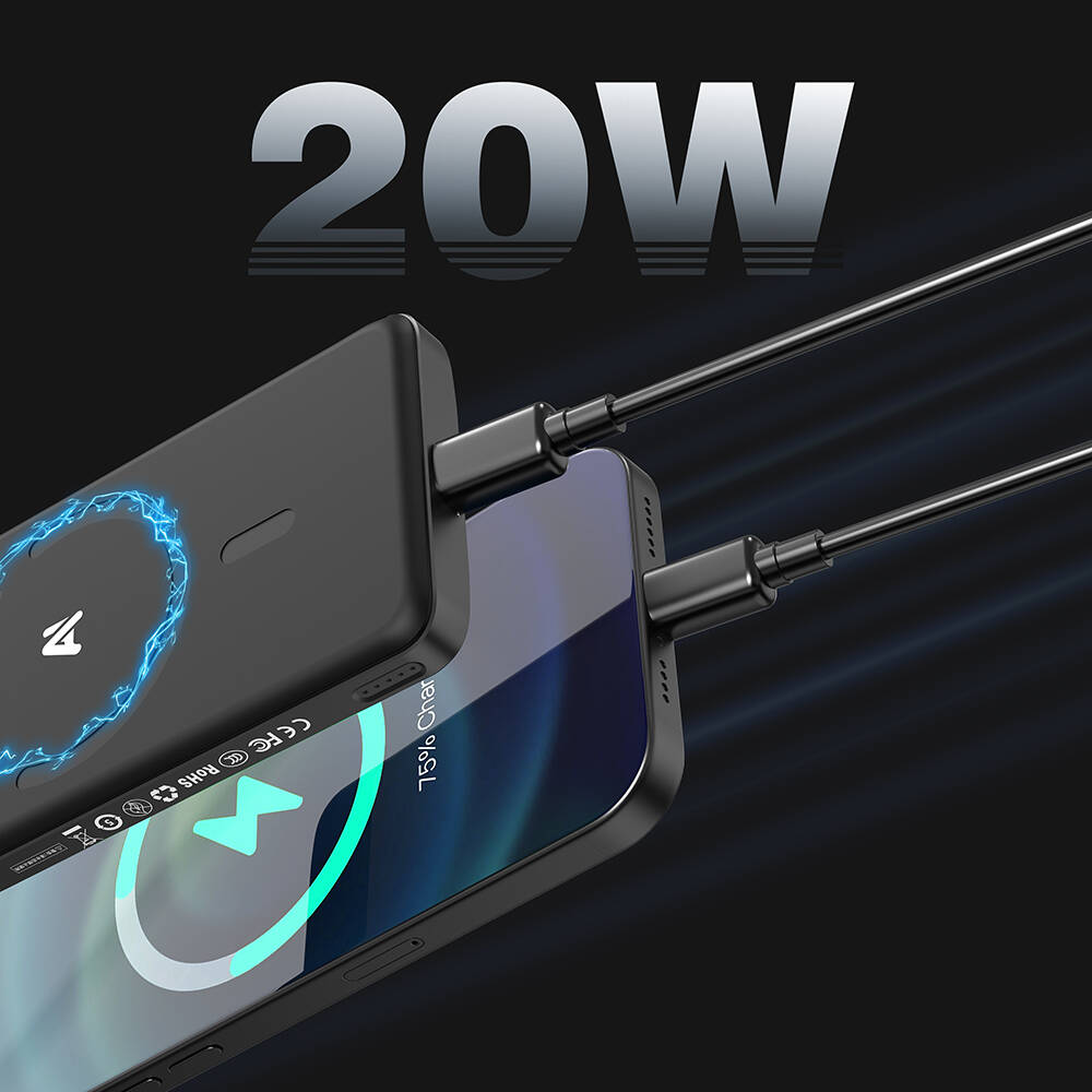Lenyes PW1008D PD 20W LED Ekranlı Yapay Zeka Destekli Ultra İnce Wireless Powerbank 15W 10.000mAh - 5