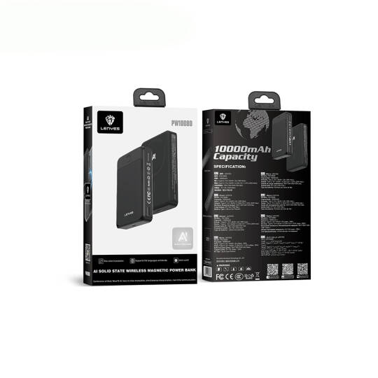 Lenyes PW1008D PD 20W LED Ekranlı Yapay Zeka Destekli Ultra İnce Wireless Powerbank 15W 10.000mAh - 7
