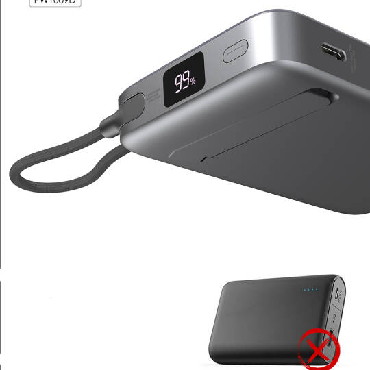 Lenyes PW1009D PD 35W Qi2 Teknolojili Type-C Kablolu Standlı Wireless Powerbank 15W 10000mAh - 3