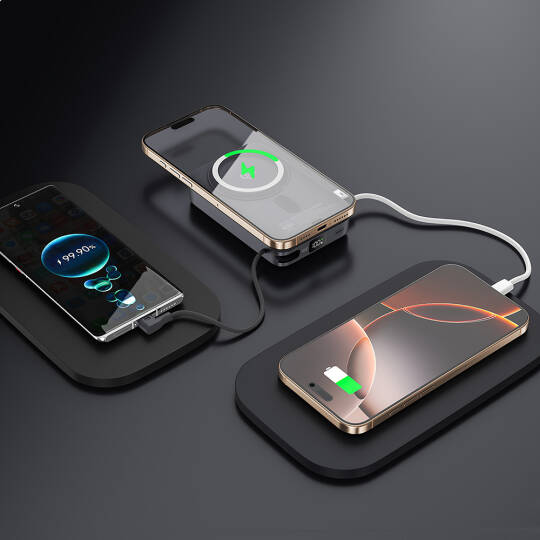 Lenyes PW1009D PD 35W Qi2 Teknolojili Type-C Kablolu Standlı Wireless Powerbank 15W 10000mAh - 8