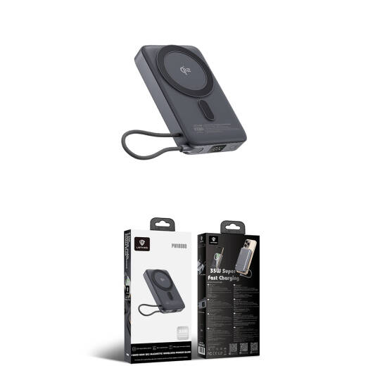 Lenyes PW1009D PD 35W Qi2 Teknolojili Type-C Kablolu Standlı Wireless Powerbank 15W 10000mAh - 11