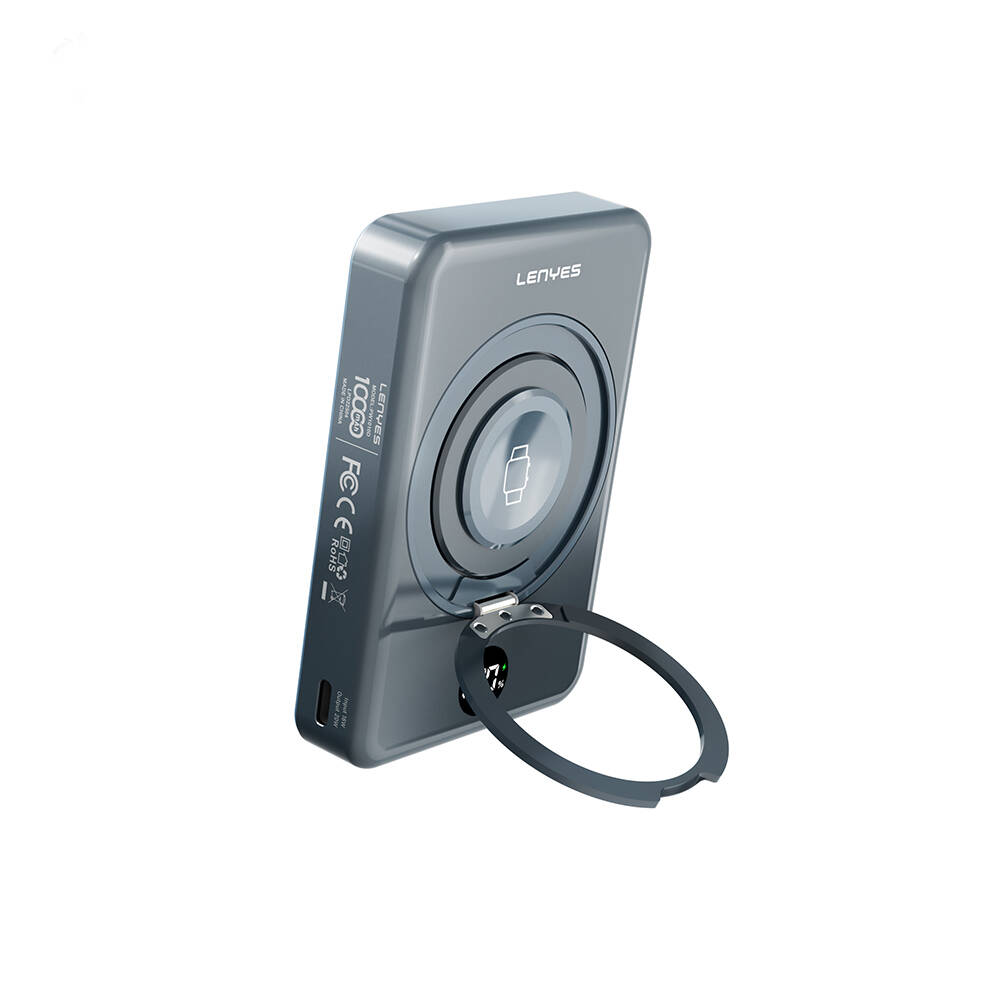 Lenyes PW1010D PD 20W Dijital LED Göstergeli Akıllı Saat Kablosuz Şarj Özellikli Standlı Wireless Powerbank 15W 10000mAh - 2