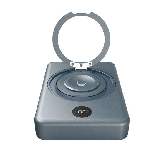 Lenyes PW1010D PD 20W Dijital LED Göstergeli Akıllı Saat Kablosuz Şarj Özellikli Standlı Wireless Powerbank 15W 10000mAh - 3