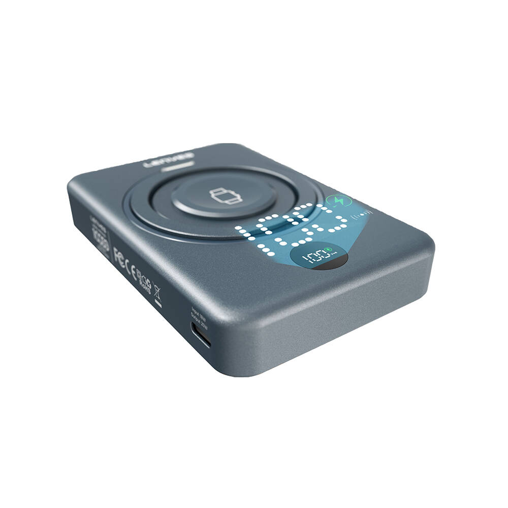 Lenyes PW1010D PD 20W Dijital LED Göstergeli Akıllı Saat Kablosuz Şarj Özellikli Standlı Wireless Powerbank 15W 10000mAh - 4
