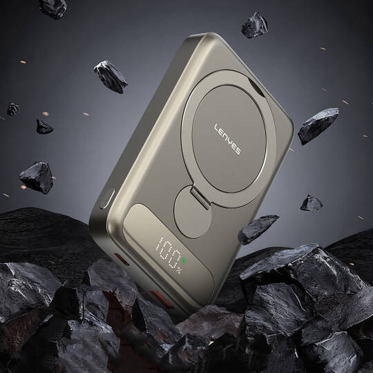 Lenyes PW1012D PD 20W Dijital LED Göstergeli 360 Derece Dönebilen Standlı Kablosuz Şarj Özellikli Wireless Powerbank 15W 10000mAh - 5