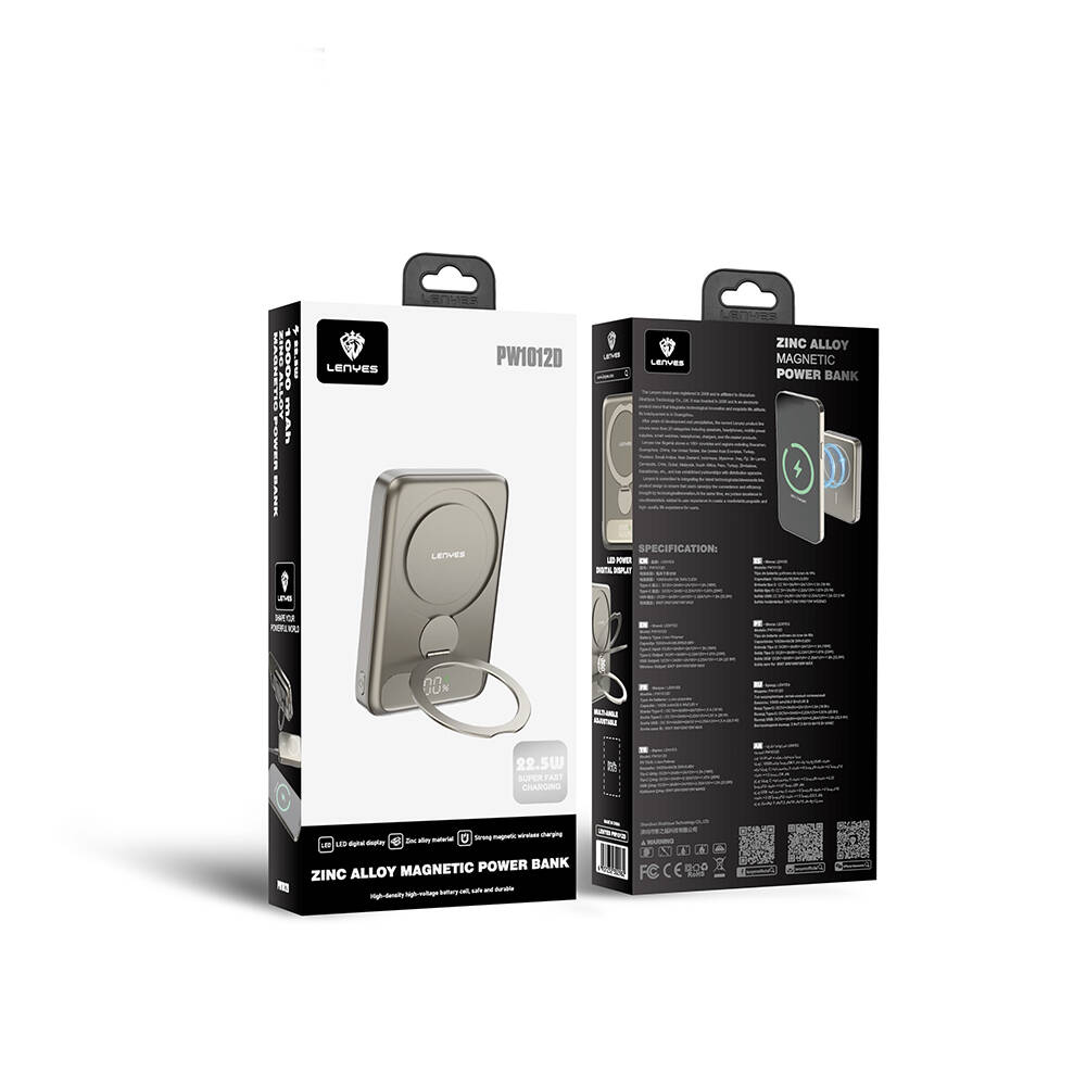 Lenyes PW1012D PD 20W Dijital LED Göstergeli 360 Derece Dönebilen Standlı Kablosuz Şarj Özellikli Wireless Powerbank 15W 10000mAh - 9