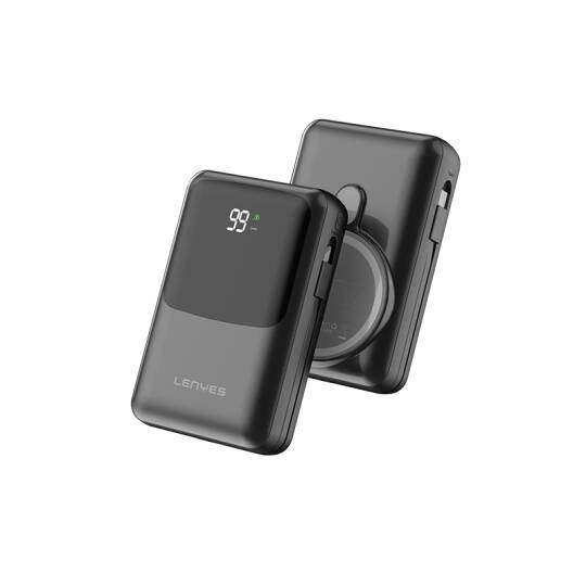 Lenyes PW223D Dijital LED Göstergeli Kablosuz Şarj Özellikli Type-C ve Lightning Kablolu Powerbank 22.5W 20.000mAh - 4