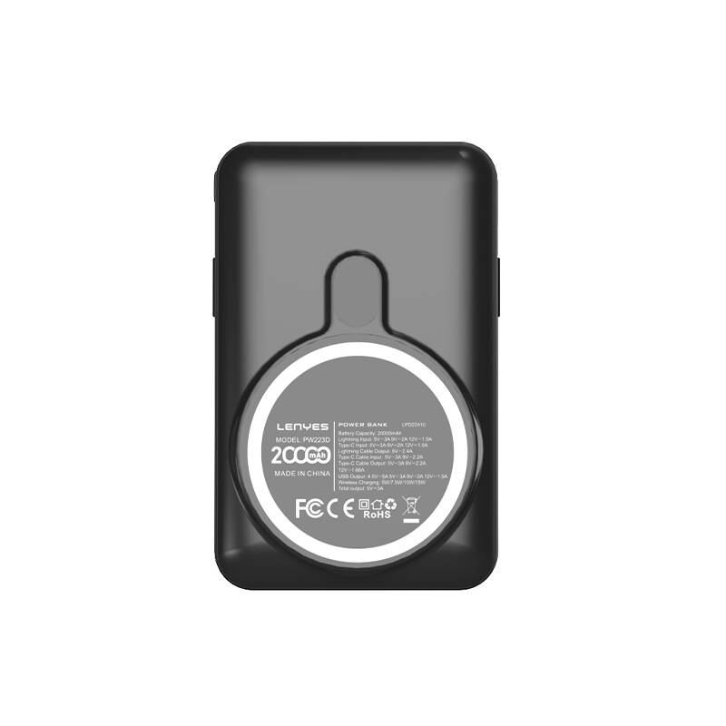 Lenyes PW223D Dijital LED Göstergeli Kablosuz Şarj Özellikli Type-C ve Lightning Kablolu Powerbank 22.5W 20.000mAh - 5