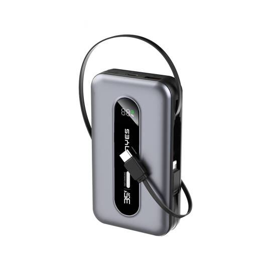 Lenyes PX1002D Dijital LED Göstergeli Teleskopik Type-C ve Lightning Kablolu Powerbank 35W 10.000mAh - 2