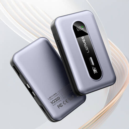 Lenyes PX1002D Dijital LED Göstergeli Teleskopik Type-C ve Lightning Kablolu Powerbank 35W 10.000mAh - 15