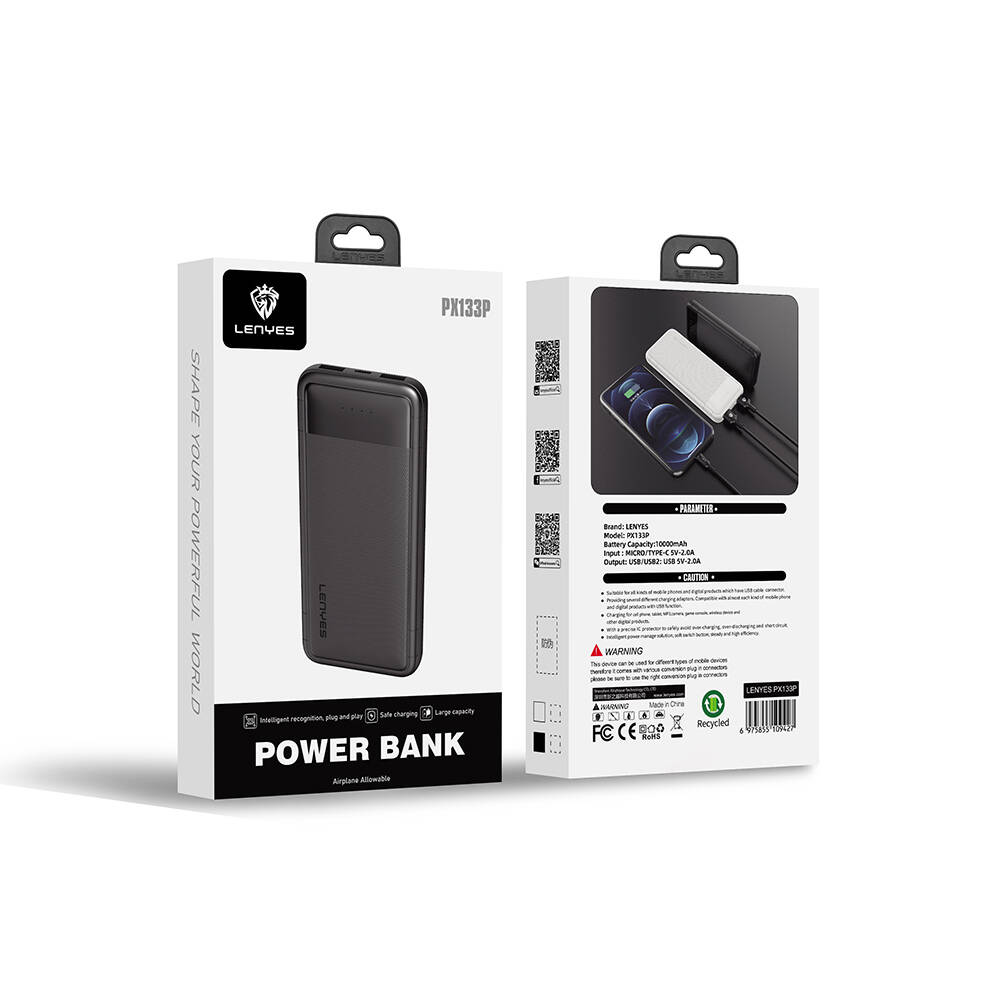Lenyes PX133P Led Işık Göstergeli Taşınabilir Powerbank 10W 10000mAh - 6