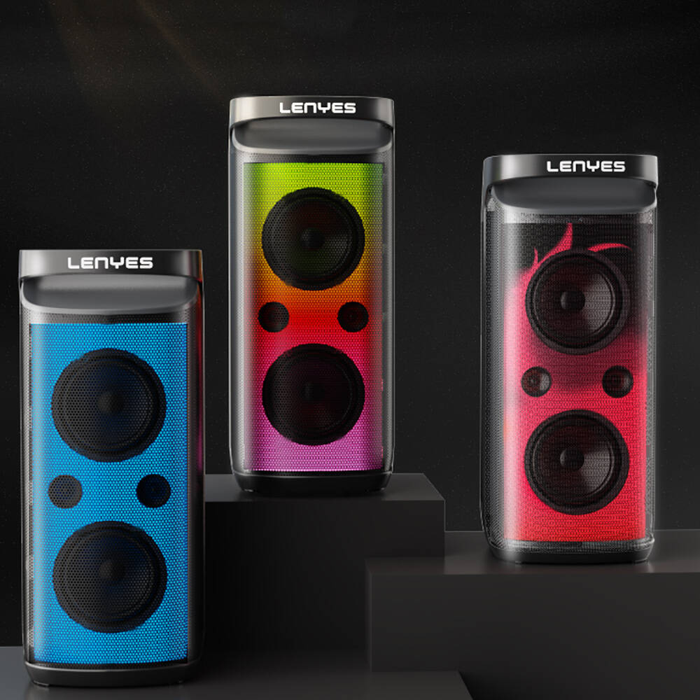 Lenyes S883 Su Geçirmez Tekerlekli Mikrofonlu Çoklu Giriş RGB Işıklı TWS Karaoke FM Bluetooth Hoparlör v5.3 360W - 10