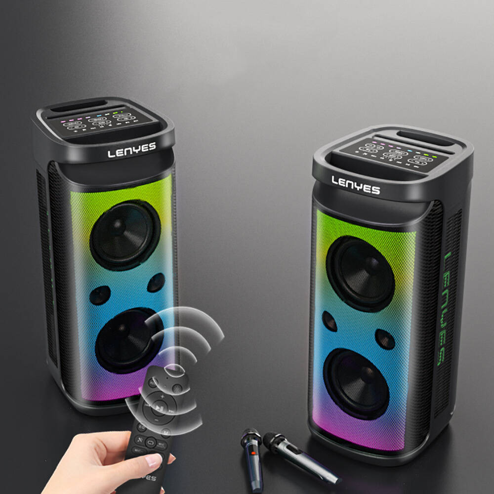 Lenyes S883 Su Geçirmez Tekerlekli Mikrofonlu Çoklu Giriş RGB Işıklı TWS Karaoke FM Bluetooth Hoparlör v5.3 360W - 11