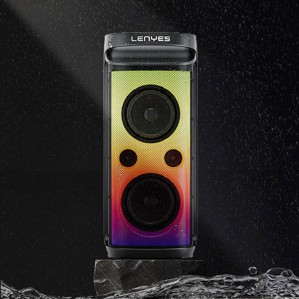 Lenyes S883 Su Geçirmez Tekerlekli Mikrofonlu Çoklu Giriş RGB Işıklı TWS Karaoke FM Bluetooth Hoparlör v5.3 360W - 12
