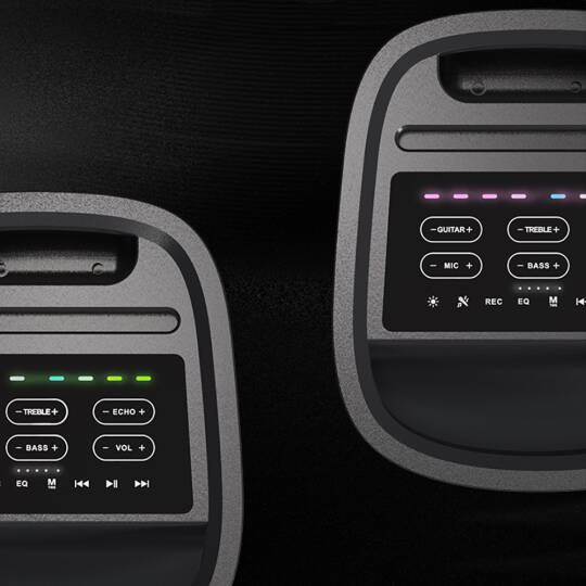 Lenyes S883 Su Geçirmez Tekerlekli Mikrofonlu Çoklu Giriş RGB Işıklı TWS Karaoke FM Bluetooth Hoparlör v5.3 360W - 14