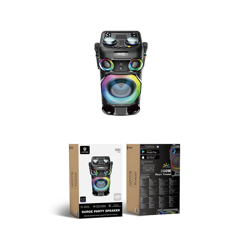 Lenyes S884 RGB Işıklı Çift Mikrofonlu Kablosuz TWS Bluetooth Speaker Hoparlör v5.3 - 4