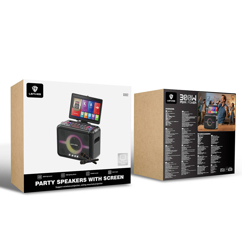 Lenyes S892 RGB Işıklı Mikrofonlu Dokunmatik Ekranlı Taşınabilir TWS Bluetooth Speaker Hoparlör v5.3 300W - 10