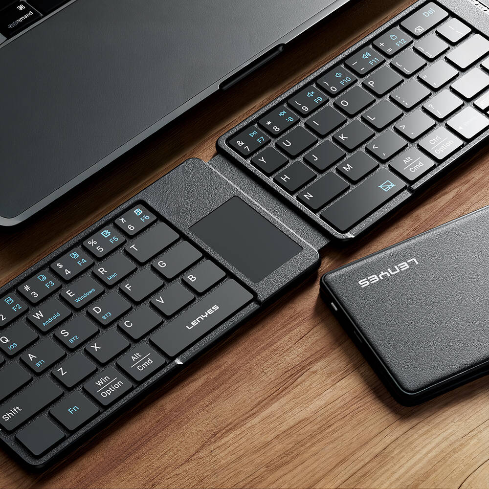 Lenyes WK109 Sessiz Tuş Tasarımlı Touch Pad Özellikli Katlanabilir Bluetooth Bağlantılı Kablosuz Klavye - 3
