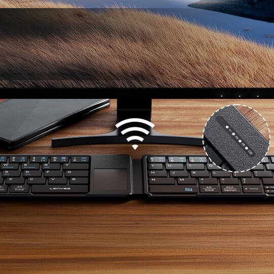 Lenyes WK109 Sessiz Tuş Tasarımlı Touch Pad Özellikli Katlanabilir Bluetooth Bağlantılı Kablosuz Klavye - 4