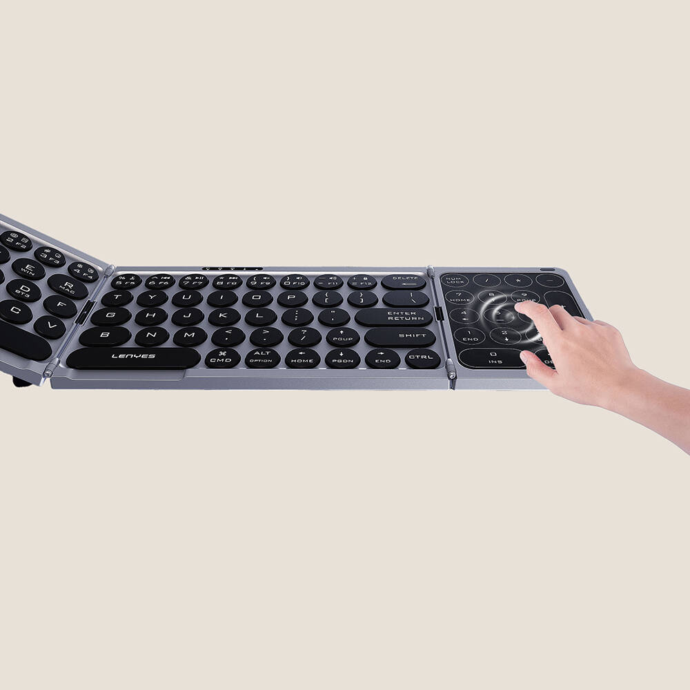 Lenyes WK110 Sessiz Tuş Tasarımlı Num Touch Pad Özellikli Katlanabilir Bluetooth Bağlantılı Kablosuz Klavye - 4