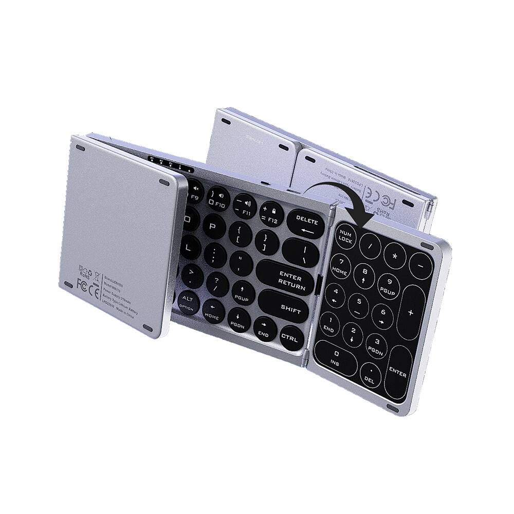 Lenyes WK110 Sessiz Tuş Tasarımlı Num Touch Pad Özellikli Katlanabilir Bluetooth Bağlantılı Kablosuz Klavye - 6