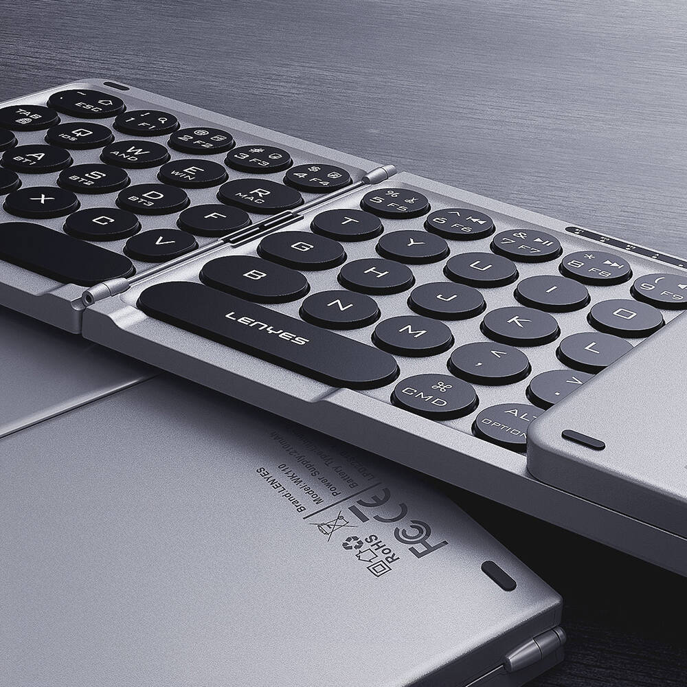 Lenyes WK110 Sessiz Tuş Tasarımlı Num Touch Pad Özellikli Katlanabilir Bluetooth Bağlantılı Kablosuz Klavye - 7